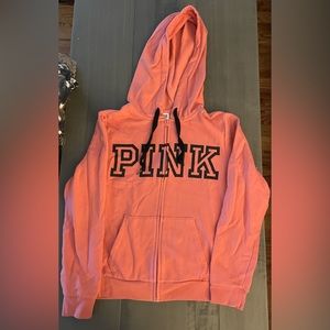 Full-Zip Hoodie. Coral. Medium. PINK